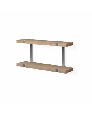 LoooX Wooden Wall Shelf Duo 60 cm old grey / frame stainless steel - WWSDUO60RVS 