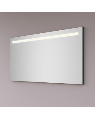 Spiegel met verlichting in mat zwart met 1 horizontale LED baan HIPP