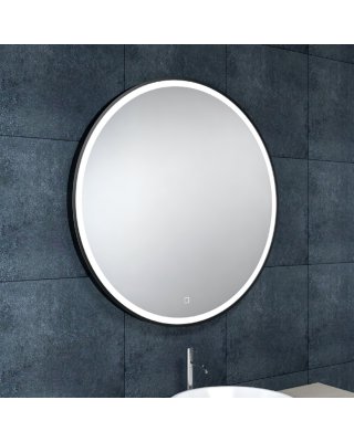 Maro spiegel rond met LED, dimbaar en spiegelverwarming mat zwart 38.4172